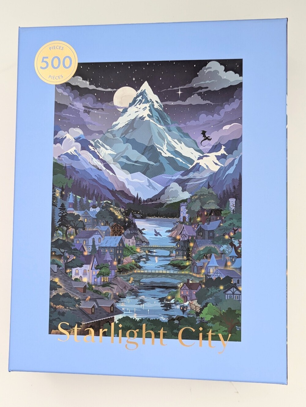 BRAND NEW Hobbry "Starlight City" Night Mountain Scene 500-Piece Puzzle